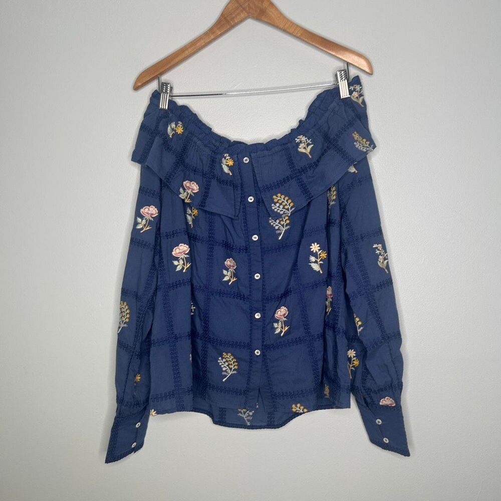 Sezane Garancine Off Shoulder Embroidered Shirt - Picture 5 of 12